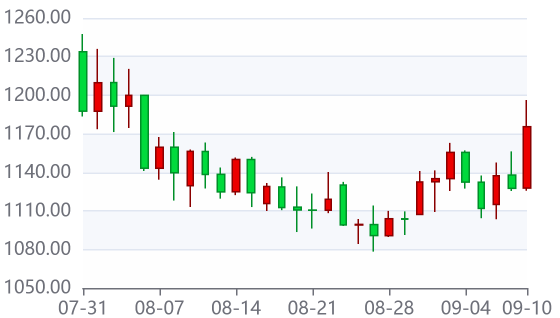 钯金价格9月11日大涨超3%!现货钯金触及1180美元!纽约钯金期货触及1210美元